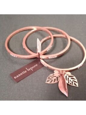 Nanette Lepore Gold Tone Bangle Bracelet Set NWT